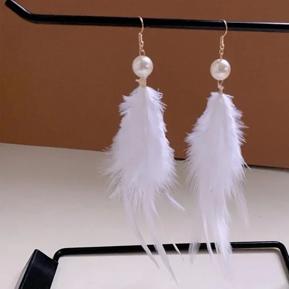Feather Drop Earrings - Picture 2 of 6